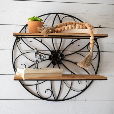 Black Metal & Wood Wall Shelf - Foreside Home & Garden 5 Black Metal & Wood Wall Shelf - Foreside Home & Garden - Image 5