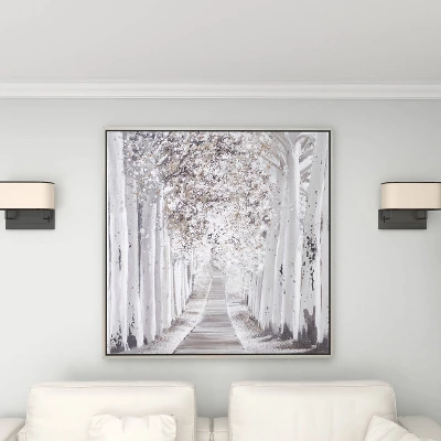 Canvas Landscape Trees Framed Wall Art With Silver Frame White - Olivia & May 9 Canvas Landscape Trees Framed Wall Art With Silver Frame White - Olivia & May - Image 9