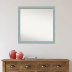 28" X 28" Non-Beveled Sky Blue Rustic Wood Wall Mirror - Amanti Art -Home Decor Outlet Store GUEST 05820552 b547 46c4 9d37 3b6df8b25a9c