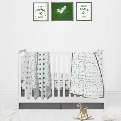 Bacati - Soccerball Green/Grey Muslin Throw Pillow 3 Bacati - Soccerball Green/Grey Muslin Throw Pillow - Image 3