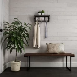 Wall Shelf And Picture Collage With Ledge And 3 Hanging Hooks- Photo Frame Decor Shelving With Modern Look, Holds 3 Photos By Hastings Home (Black) -Home Decor Outlet Store GUEST 067a76ee b37e 4775 b029 5c36aa641673