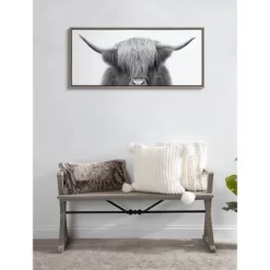 Sylvie Hey Dude Highland Cow By The Creative Bunch Studio Framed Wall Canvas Gray - Kate & Laurel All Things Decor -Home Decor Outlet Store GUEST 06a445ef 1207 4117 84fb 28200b77eba6