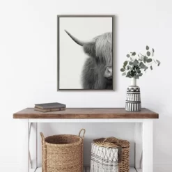 18" X 24" Sylvie Highland Cow Crop Framed Canvas Wall Art By The Creative Bunch Studio Gray - Kate And Laurel -Home Decor Outlet Store GUEST 096ba187 94e2 4d3d 94a1 4e1c8d3d786c