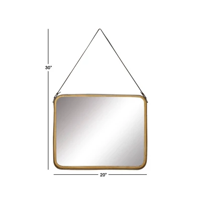 Metal Wall Mirror With Hanging Strap Gold - Olivia & May 2 Metal Wall Mirror With Hanging Strap Gold - Olivia & May - Image 2