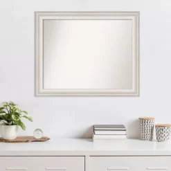 33" X 27" Non-Beveled Trio White Wash Silver Wall Mirror - Amanti Art -Home Decor Outlet Store GUEST 11455936 eacb 4cfd a9af c8cd8cfa99b5