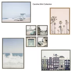 18" X 24" Sylvie Palm Tree Paradise Framed Canvas Wall Art By Caroline Pink/Mint - Kate And Laurel -Home Decor Outlet Store GUEST 15421130 dcef 4853 bcc8 272a2057c3af