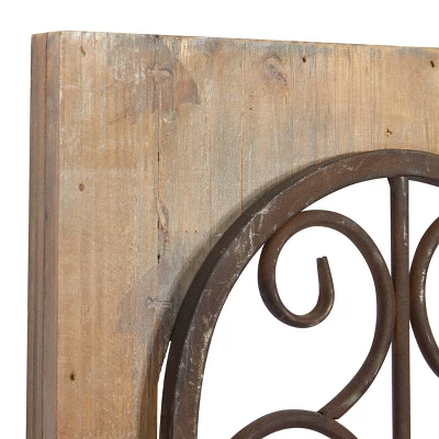 Wood Scroll Window Inspired Wall Decor With Metal Scrollwork Relief Brown - Olivia & May 5 Wood Scroll Window Inspired Wall Decor With Metal Scrollwork Relief Brown - Olivia & May - Image 5