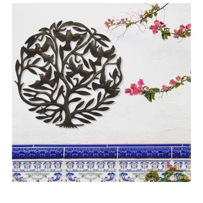 Global Crafts Double Tree Of Life Haitian Steel Drum Indoor/Outdoor Wall Art 2 Global Crafts Double Tree Of Life Haitian Steel Drum Indoor/Outdoor Wall Art - Image 2