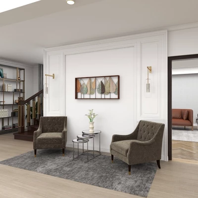 Metal Leaf Varying Texture Wall Decor With Wood Frame Brown - Olivia & May 6 Metal Leaf Varying Texture Wall Decor With Wood Frame Brown - Olivia & May - Image 6