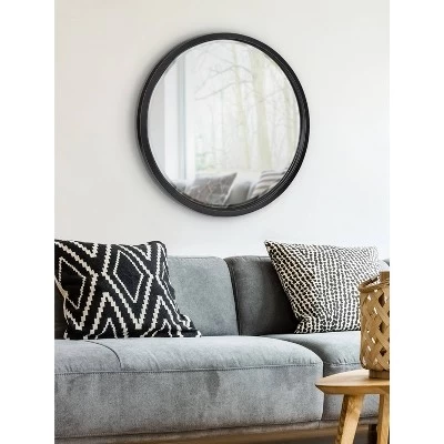 32" X 32" Hogan Round Framed Decorative Wall Mirror Black - Kate & Laurel All Things Decor 5 32" X 32" Hogan Round Framed Decorative Wall Mirror Black - Kate & Laurel All Things Decor - Image 5