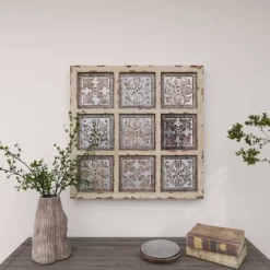 Metal Scroll Wall Decor With Embossed Details Beige - Olivia & May -Home Decor Outlet Store GUEST 1ea66e30 362a 4b2b 8f94 38e8778e0015