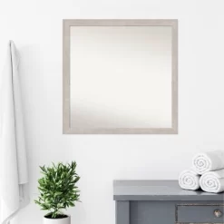29" X 29" Non-Beveled Marred Wood Bathroom Wall Mirror Silver - Amanti Art -Home Decor Outlet Store GUEST 1f96735d 5429 43a4 b703 6263be2992ab