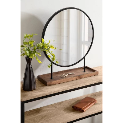 18" X 22" Maxfield Round Tabletop Mirror Black/Natural - Kate & Laurel All Things Decor 5 18" X 22" Maxfield Round Tabletop Mirror Black/Natural - Kate & Laurel All Things Decor - Image 5