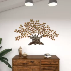 Traditional Metal Tree Indoor Outdoor Wall Decor With Leaves Brown - Olivia & May -Home Decor Outlet Store GUEST 20702e91 83cd 4c8e ac9c 37c53954f94b