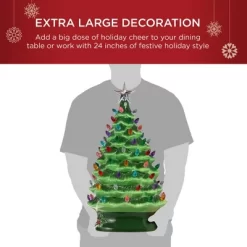 Best Choice Products 24in X-Large Pre-Lit Ceramic Christmas Tree Battery-Powered Decoration W/ LED Light, Timer - Green -Home Decor Outlet Store GUEST 23bf395f 4fae 454b 8111 456acfcb34a8