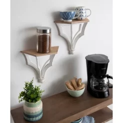 13" X 12" (Set Of 2) Corbett Rustic Wood Decorative Wall Shelf Set Brown/White - Kate & Laurel All Things Decor -Home Decor Outlet Store GUEST 246d1cd5 bc0b 4431 ab05 d363c90cb118