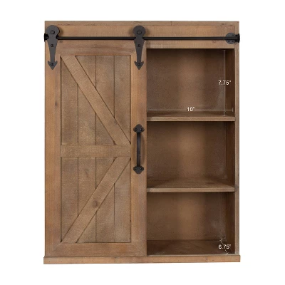 Decorative Wall Storage Cabinet With Sliding Barn Door Rustic Brown - Kate & Laurel All Things Decor 1 Decorative Wall Storage Cabinet With Sliding Barn Door Rustic Brown - Kate & Laurel All Things Decor