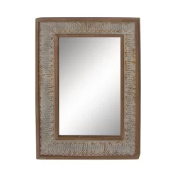 Wood Wall Mirror With Embossed Metal Gray - Olivia & May -Home Decor Outlet Store GUEST 2a98bc76 906f 4983 86ff 3f47bffd8fc2