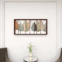 Metal Leaf Varying Texture Wall Decor With Wood Frame Brown - Olivia & May 30 Metal Leaf Varying Texture Wall Decor With Wood Frame Brown - Olivia & May -Home Decor Outlet Store GUEST 2bb0795f 500a 43c2 960e 91909a4e1419
