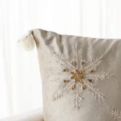 Simone Snowflake Pillow - Beige - 18"x18" - Safavieh -Home Decor Outlet Store GUEST 2bd646a0 135f 485c bb5d ad0dd9572030