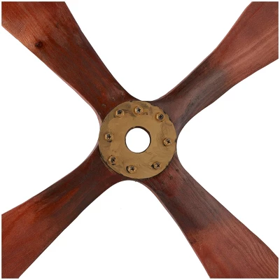 Wood Airplane Propeller 4 Blade Wall Decor With Aviation Detailing Brown - Olivia & May 2 Wood Airplane Propeller 4 Blade Wall Decor With Aviation Detailing Brown - Olivia & May - Image 2