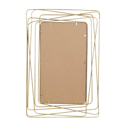 Metal Wall Mirror With Thin Metal Rectangle Frame Gold - Olivia & May 3 Metal Wall Mirror With Thin Metal Rectangle Frame Gold - Olivia & May - Image 3