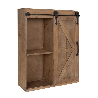 Decorative Wall Storage Cabinet With Sliding Barn Door Rustic Brown - Kate & Laurel All Things Decor 6 Decorative Wall Storage Cabinet With Sliding Barn Door Rustic Brown - Kate & Laurel All Things Decor - Image 6