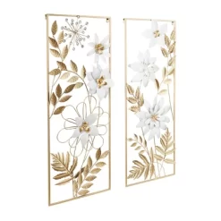 Set Of 2 Metal Floral Wall Decors With Gold Frame - Olivia & May -Home Decor Outlet Store GUEST 2f9fa651 b829 41ae 8598 c5dc356f4260