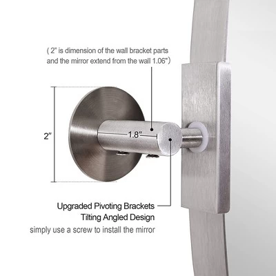 Moon Mirror 20 X 28 Inch Modern Oval Wall Mounted Hanging Bathroom Vanity Mirror With Stainless Steel Metal Frame, Brushed Silver 3 Moon Mirror 20 X 28 Inch Modern Oval Wall Mounted Hanging Bathroom Vanity Mirror With Stainless Steel Metal Frame, Brushed Silver - Image 3