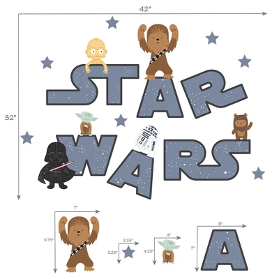 Lambs & Ivy Star Wars Logo Wall Decals W/ Yoda/R2D2/Darth Vader And More - Blue 1 Lambs & Ivy Star Wars Logo Wall Decals W/ Yoda/R2D2/Darth Vader And More - Blue