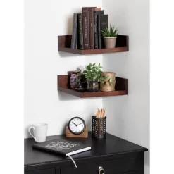 2pc Levie Floating Corner Wood Wall Shelf Set Walnut Brown - Kate & Laurel All Things Decor 5 2pc Levie Floating Corner Wood Wall Shelf Set Walnut Brown - Kate & Laurel All Things Decor -Home Decor Outlet Store GUEST 31064e58 4b42 4bc8 b459 c4e1e0ef636b