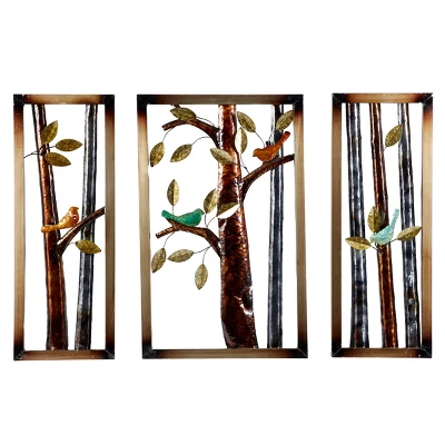Set Of 3 Metal Bird Wall Decors With Tree Branches - Olivia & May 4 Set Of 3 Metal Bird Wall Decors With Tree Branches - Olivia & May - Image 4