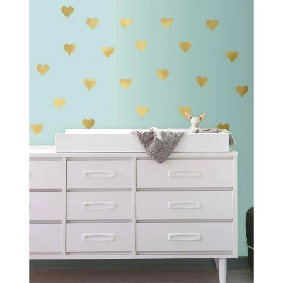 Heart Peel And Stick Wall Decal Gold - RoomMates 2 Heart Peel And Stick Wall Decal Gold - RoomMates - Image 2