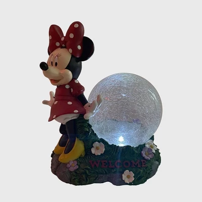 Disney 10.63" Fiberglass/Polyester Minnie Solar Garden Statue With Crackle Glass Ball 1 Disney 10.63" Fiberglass/Polyester Minnie Solar Garden Statue With Crackle Glass Ball