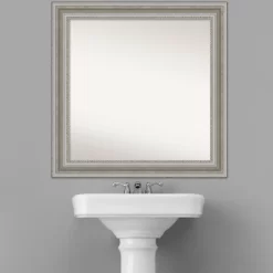 32" X 32" Non-Beveled Parlor Bathroom Wall Mirror Silver - Amanti Art -Home Decor Outlet Store GUEST 3ac3c4d8 af27 46b8 a658 31f07109615e
