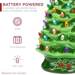 Best Choice Products 24in X-Large Pre-Lit Ceramic Christmas Tree Battery-Powered Decoration W/ LED Light, Timer - Green -Home Decor Outlet Store GUEST 3e3f1c1a 81b5 48ad aa16 d8515df803c8