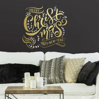 Merry Christmas Quote Peel And Stick Giant Wall Decal With Metallic Ink Gold - RoomMates 1 Merry Christmas Quote Peel And Stick Giant Wall Decal With Metallic Ink Gold - RoomMates
