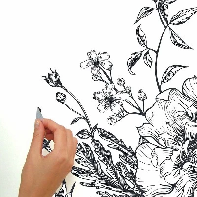 Peony Peel And Stick Giant Wall Decal Black/White - RoomMates 3 Peony Peel And Stick Giant Wall Decal Black/White - RoomMates - Image 3
