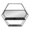 28" X 24" Lintz Hexagon Decorative Wall Mirror Shelf Black - Kate & Laurel All Things Decor