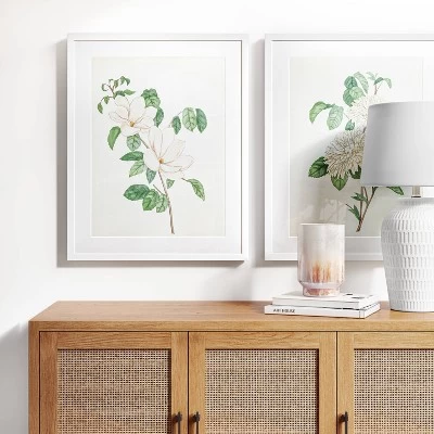 (Set Of 2) 24" X 30" Flowers Framed Wall Art White - Threshold™ 1 (Set Of 2) 24" X 30" Flowers Framed Wall Art White - Threshold™