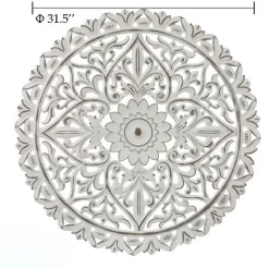 LuxenHome Distressed White Wood Flower Mandala 31.5" Round Wall Decor -Home Decor Outlet Store GUEST 4d5ebd1e f2be 4a8e 87ff 53bddfdd86fc
