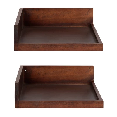 2pc Levie Floating Corner Wood Wall Shelf Set Walnut Brown - Kate & Laurel All Things Decor 2 2pc Levie Floating Corner Wood Wall Shelf Set Walnut Brown - Kate & Laurel All Things Decor - Image 2