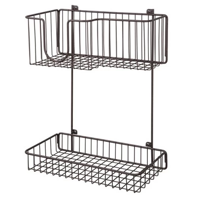 MDesign Metal 2-Level Wall Mount Laundry Storage Baskets, Iron Holder 7 MDesign Metal 2-Level Wall Mount Laundry Storage Baskets, Iron Holder - Image 7