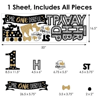 Big Dot Of Happiness 1st Birthday Little Mr. Onederful - Peel And Stick Boy First Birthday Party Decoration - Wall Decals Backdrop 6 Big Dot Of Happiness 1st Birthday Little Mr. Onederful - Peel And Stick Boy First Birthday Party Decoration - Wall Decals Backdrop - Image 6