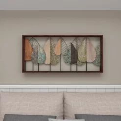 Metal Leaf Varying Texture Wall Decor With Wood Frame Brown - Olivia & May 32 Metal Leaf Varying Texture Wall Decor With Wood Frame Brown - Olivia & May -Home Decor Outlet Store GUEST 52e96c1e 877a 4a05 8bc3 81b800e6ce33