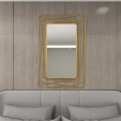 Metal Wall Mirror With Thin Metal Rectangle Frame Gold - Olivia & May 15 Metal Wall Mirror With Thin Metal Rectangle Frame Gold - Olivia & May - Image 15