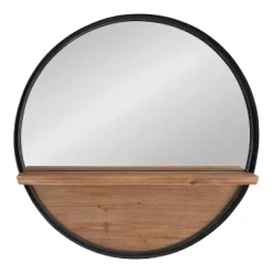 30" Owing Round Wall Mirror Black - Kate & Laurel All Things Decor