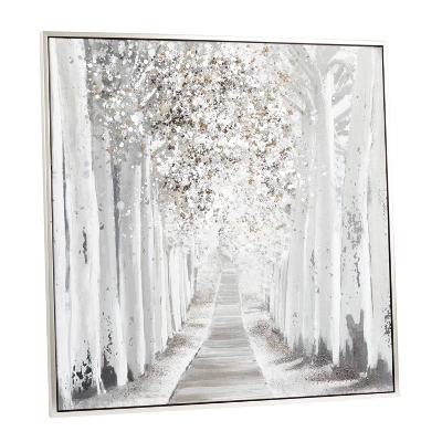 Canvas Landscape Trees Framed Wall Art With Silver Frame White - Olivia & May 6 Canvas Landscape Trees Framed Wall Art With Silver Frame White - Olivia & May - Image 6