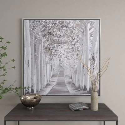 Canvas Landscape Trees Framed Wall Art With Silver Frame White - Olivia & May 17 Canvas Landscape Trees Framed Wall Art With Silver Frame White - Olivia & May - Image 17