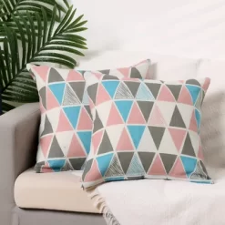 Unique Bargains Leaf-Printed Soft Throw Home Decor Living Room Bedroom Pillow Covers 2 Pcs